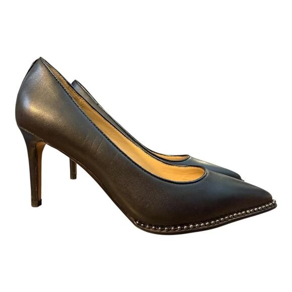 Coach Vonna Studded Black Leather Heel Women size 5 EUC - Picture 1 of 7
